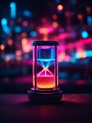 Abstract neon light Sand Watch artwork design, digital art wallpaper

