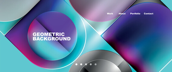 Circles and lines. Bright colorful geometry with glassmorphism effect. Vector Illustration For Wallpaper, Banner, Background, Card, Book Illustration, landing page