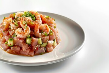 Ahi Tuna and Shrimp Poke with Rock Shrimp and Cucumber
