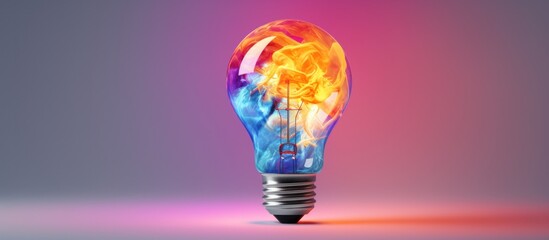 light bulb with colorful smoke creative concept