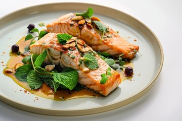 Agrodolce Salmon with Toasted Almonds and Currants