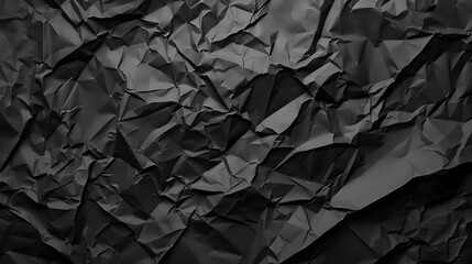 Black crumpled paper texture. Crumpled black paper abstract shape background with space paper for text
