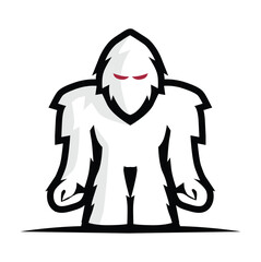 Vector flat illustration mascot yetti big foot isolated on white background