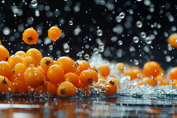 Sea buckthorn floating oranges on water
