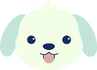 Cute and smile dog head. dog face illustration flat style