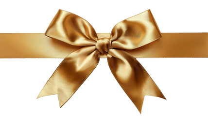 Gold ribbon bow isolated on a transparent background