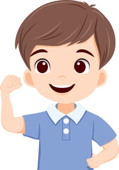 Boy showing hand demonstrating strong power