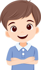 Happy boy with cross arms over chest