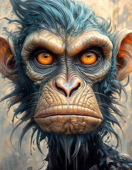A Painting of a Primate Prankster: Mischief Sparkles in a Wily Grin