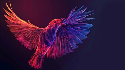 Obraz premium Flying wings bird logo abstract design generative ai. hyper realistic 