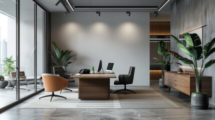 modern office interior hyper realistic 