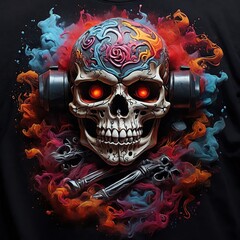 Free photo Skull with weapons skull and cross in the style of Colorful Rock