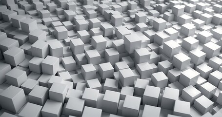 White moving cubic surface. Changing tiles. Motion design pattern. 3d loop animation with dynamic boxes. 4K seamless technology composition. Abstract background