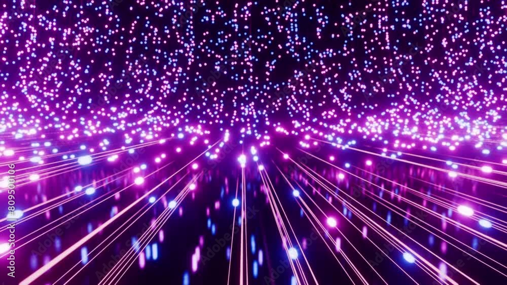 Wall mural glowing looping particle network