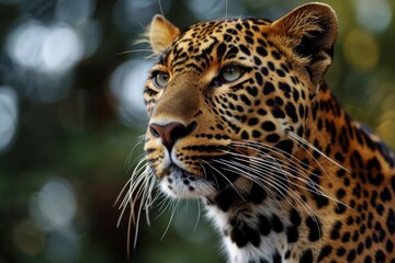 African leopard female pose in beautiful day light, African leopard face, AI generated