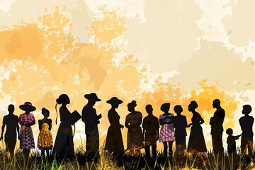 Illustration of Juneteenth or Freedom Day, Emancipation Day, strength, resilience and perseverance.