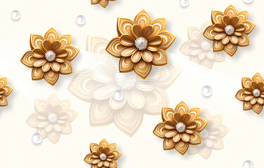 3D Flower and amazing design seamless pattern with pearls cool background for surface