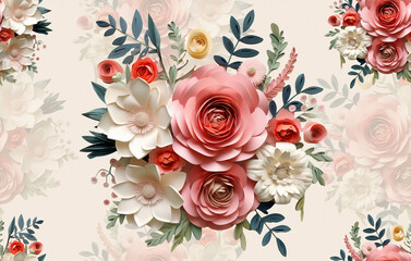 3d Flower seamless pattern amazing design ai wallpaper