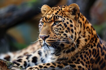 African leopard female pose in beautiful day light, African leopard face, AI-generated