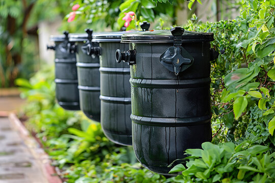 Builder installs rainwater harvesting system, water conservation and sustainable construction practices.