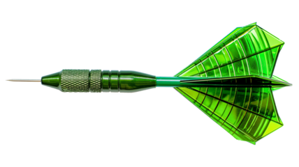 Green dart for darts isolated on a transparent background