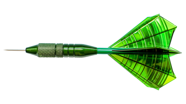 Green dart for darts isolated on a transparent background
