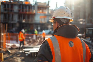 foreman talking to workers on construction site