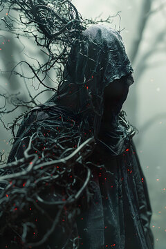 Malevolent Eldritch Power Emanating from the Void,Casting Curses and Hexes upon Enemies in 3D Cinematic Style