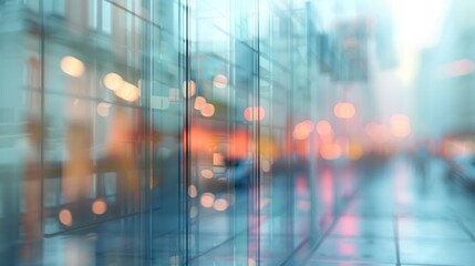 Blurred abstract glass wall from building in city town hyper realistic 