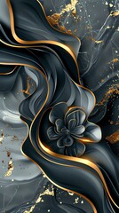 Luxury abstract background with golden flower
