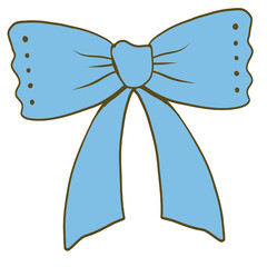 Hand-Drawn Blue Bow Illustration With Clean Lines and Solid Colors