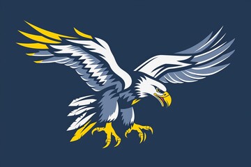 a giant eagle flying with large talons in a vector logo style