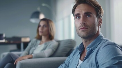 Reflective Couple, Relationship Strain, Subdued Lighting, Emotional Scene
