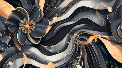 Luxury abstract background with golden flower