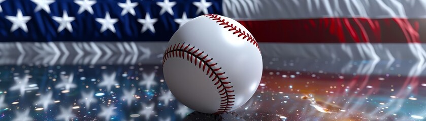 Baseball zero gravity pitch illustration flat design front view sci fi space theme 3D render vivid