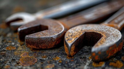 Rusty Adjustable Wrench on Workbench