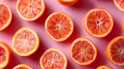 Vibrant Citrus Slices Arranged in Pattern on Bright Background