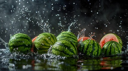 Vibrant Watermelon Splash Captured in Captivating Underwater Contrast