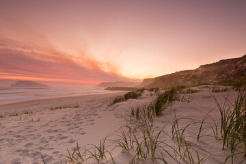 beach sunset with dunes