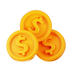 premium gold dollar coin bank icon 3d rendering on transparent background PNG