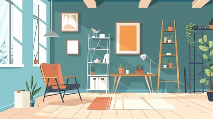2D Flat illustation Activity Concept of a DIY Home Improvement Project, with Copy Space for Renovation Ideas