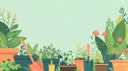 2D Flat illustation Activity Concept of a Gardening Workshop, with Copy Space for Green Thumb Enthusiasts