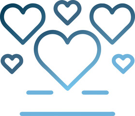hearts, icon outline gradient