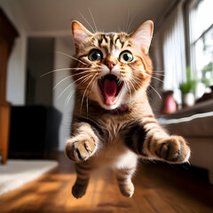 A cat screaming in surprise 깜짝놀라 비명을 지르는 고양이
Generative AI