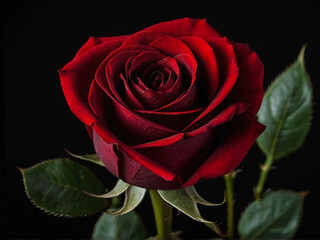 A red rose flower on a dark background