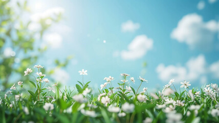 spring green grass and sky