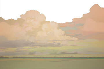 PNG  Clouds on sunset sky and sea backgrounds outdoors painting. AI generated Image by rawpixel.