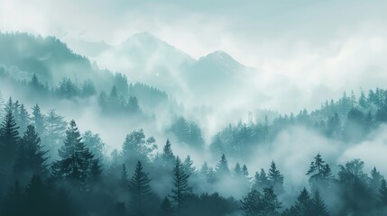 2D Flat illustation Landscape Concept of a Majestic Mountain Range, with Copy Space for Outdoor Adventures, Photographed by a Professional Camera