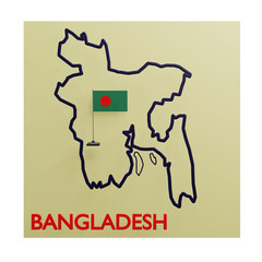 3 D illustration of  bangladesh map