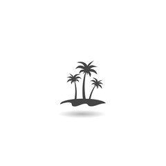 Palm trees on the beach icon with shadow